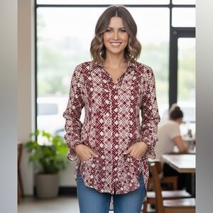 Sunny Leigh Red & White Blouse